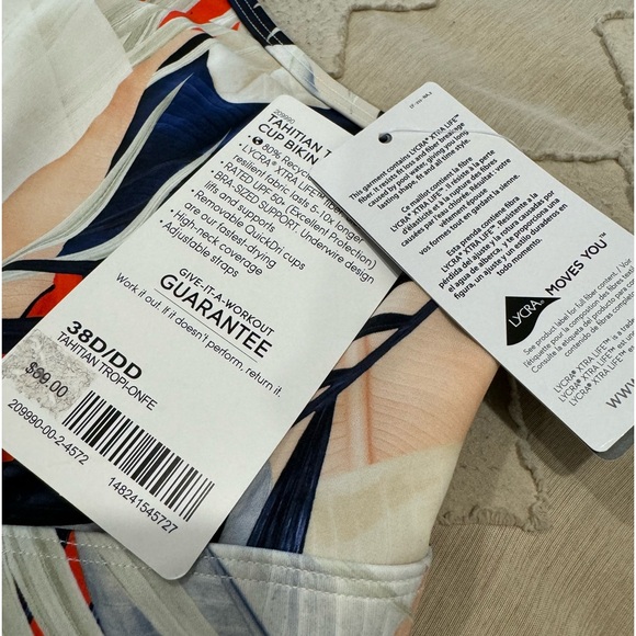 Athleta Tahitian Tropical Bra Cup Bikini, 38D-DD, NWT! - Picture 8 of 12